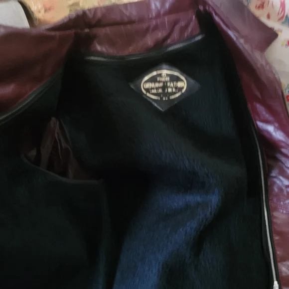 1970's Moto Men's Burgundy Oxblood Zip-Front Leather Jacket Double Lined - Picture 9 of 11